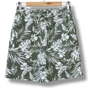 KUT From‎ The Kloth Green Tropical Floral Drawstring Skirt Women’s S Pockets NWT